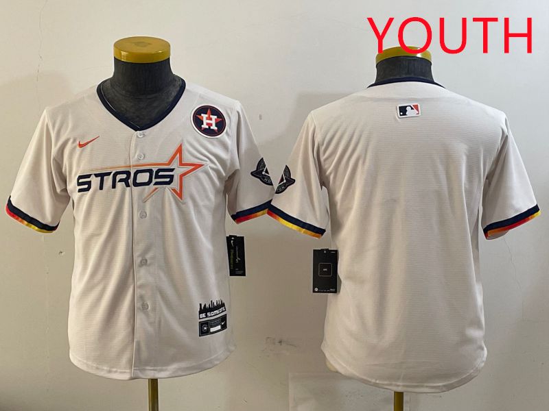 Youth Houston Astros Blank Cream three generations Joint Name 2025 Nike MLB Jersey style 4142